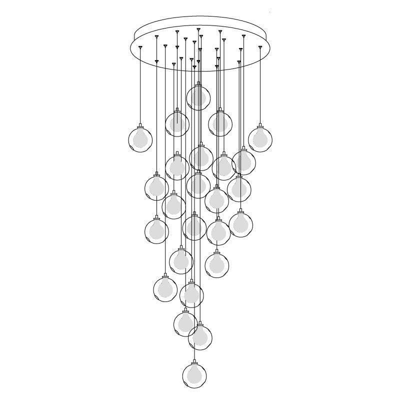 Verona Lustre Cluster Globe Transparent Escaliers