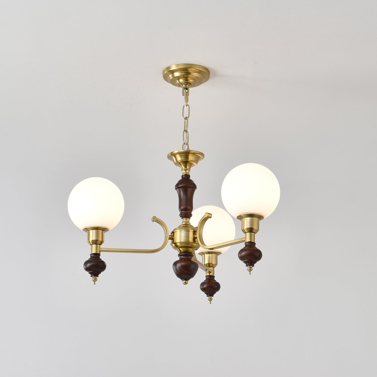Lustra Lustre Bois Laiton Globe Orb
