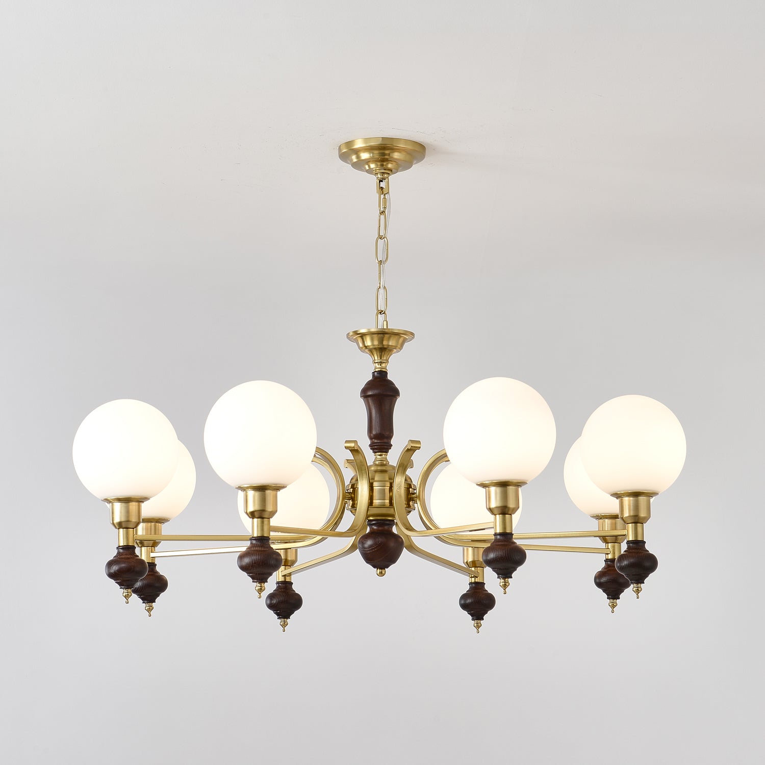 Lustra Lustre Bois Laiton Globe Orb
