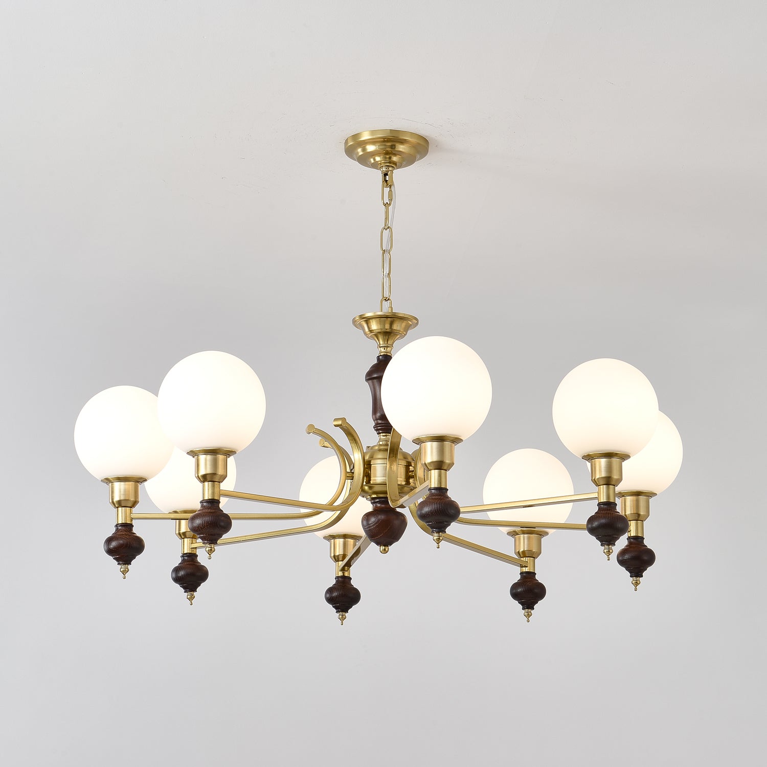 Lustra Lustre Bois Laiton Globe Orb