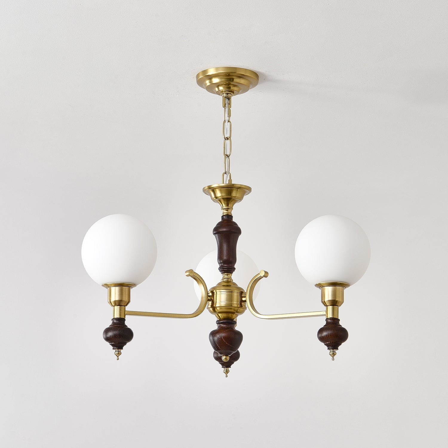 Lustra Lustre Bois Laiton Globe Orb