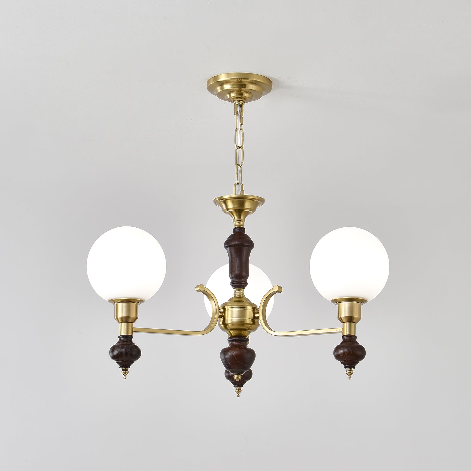 Lustra Lustre Bois Laiton Globe Orb