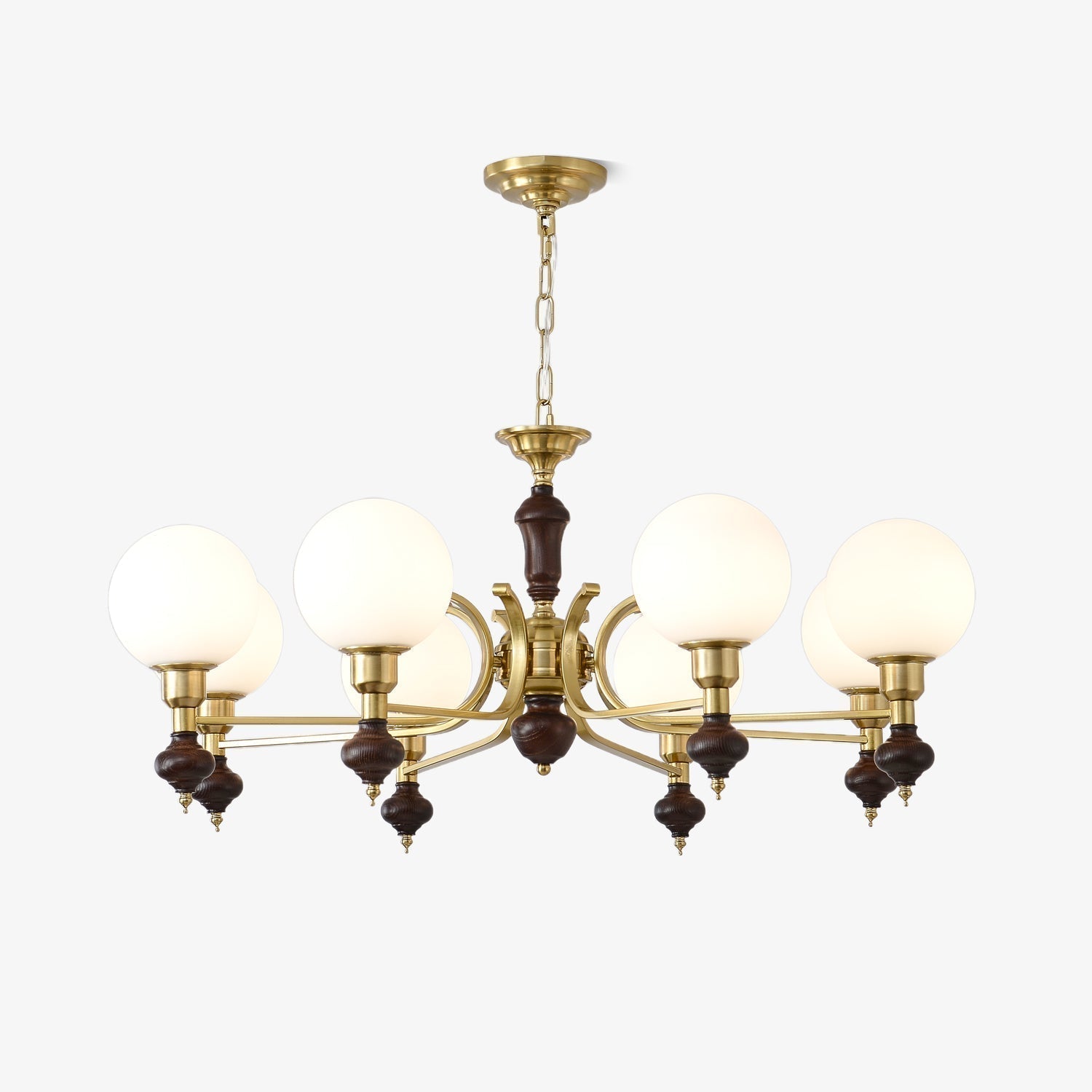 Lustra Lustre Bois Laiton Globe Orb