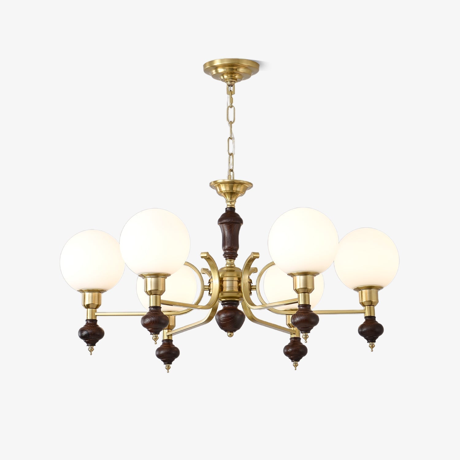Lustra Lustre Bois Laiton Globe Orb