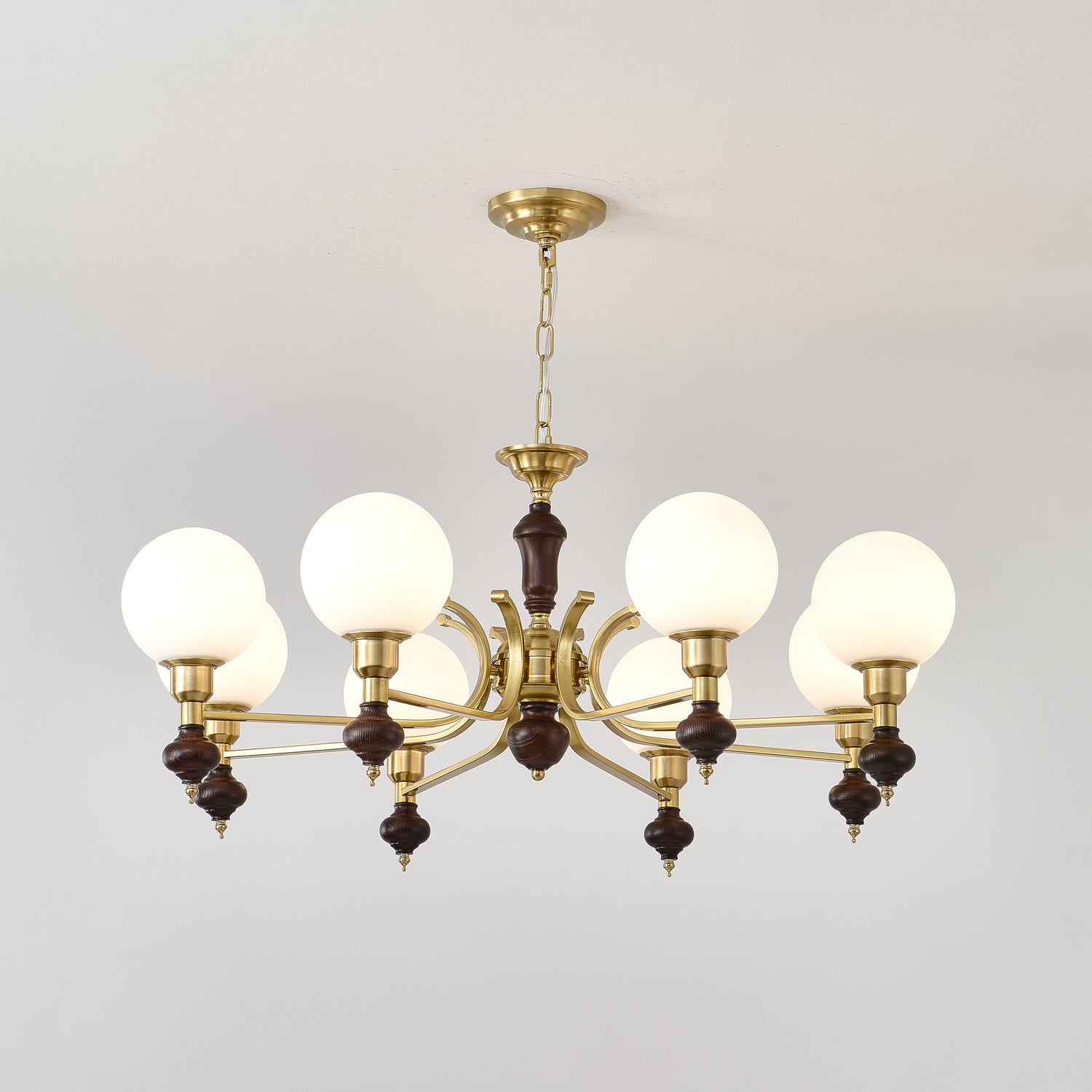 Lustra Lustre Bois Laiton Globe Orb