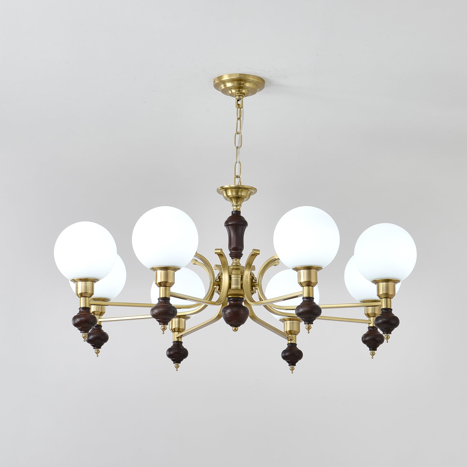 Lustra Lustre Bois Laiton Globe Orb