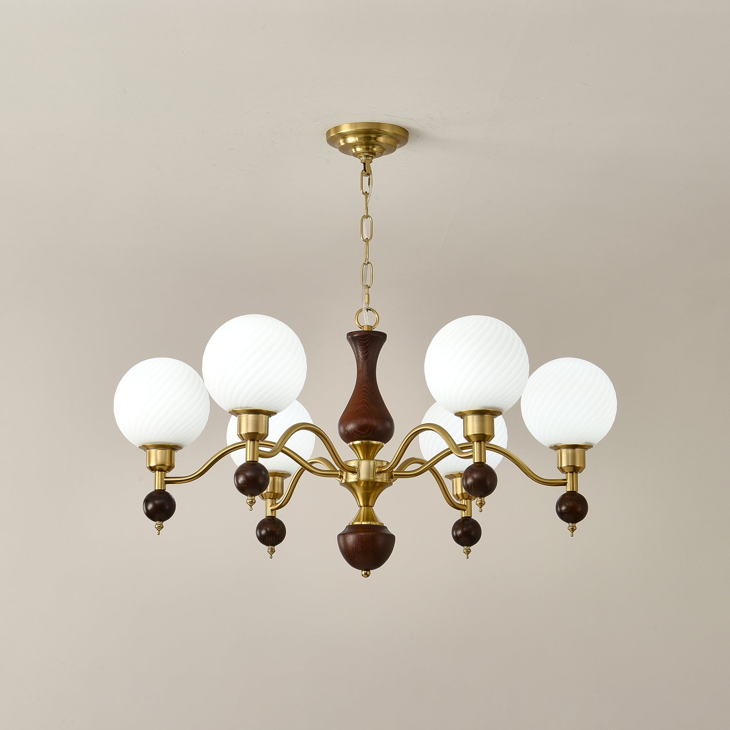 Aurora Globe Sphère Noyer Lustre
