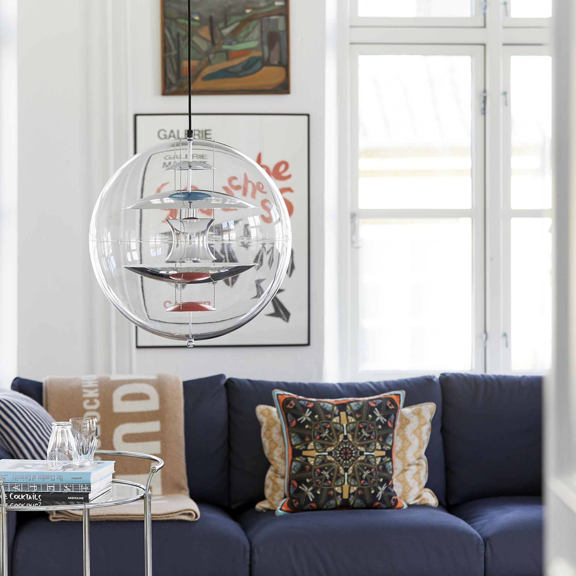 Orlaeen Lampe suspendue Globe en métal et acrylique à créativité individuelle