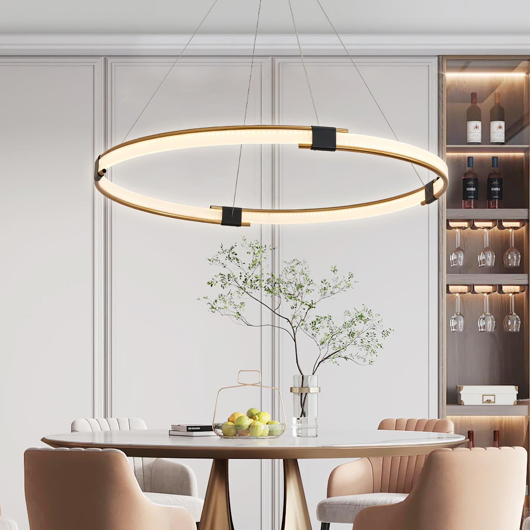 Lustra Lustre Anneau Doré LED Halo Moderne