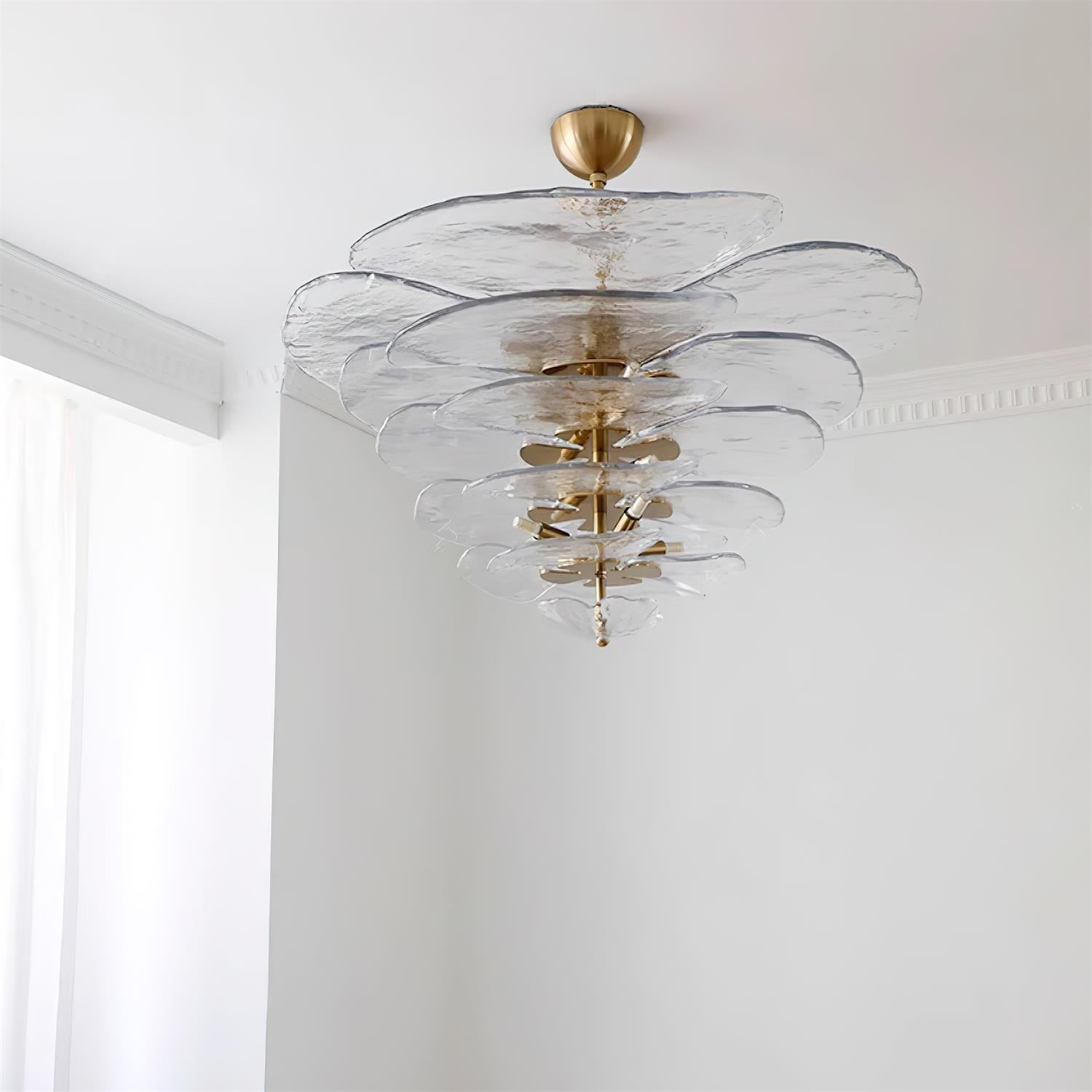 Aurora Lustre Pétale en Verre Murano Doré Luxe