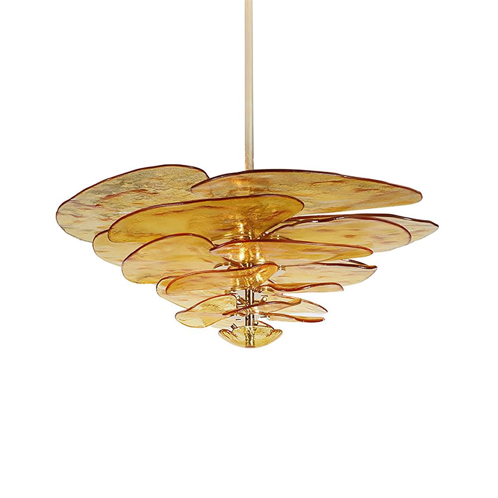 Aurora Lustre Pétale en Verre Murano Doré Luxe
