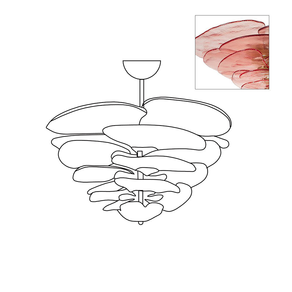 Aurora Lustre Pétale en Verre Murano Doré Luxe
