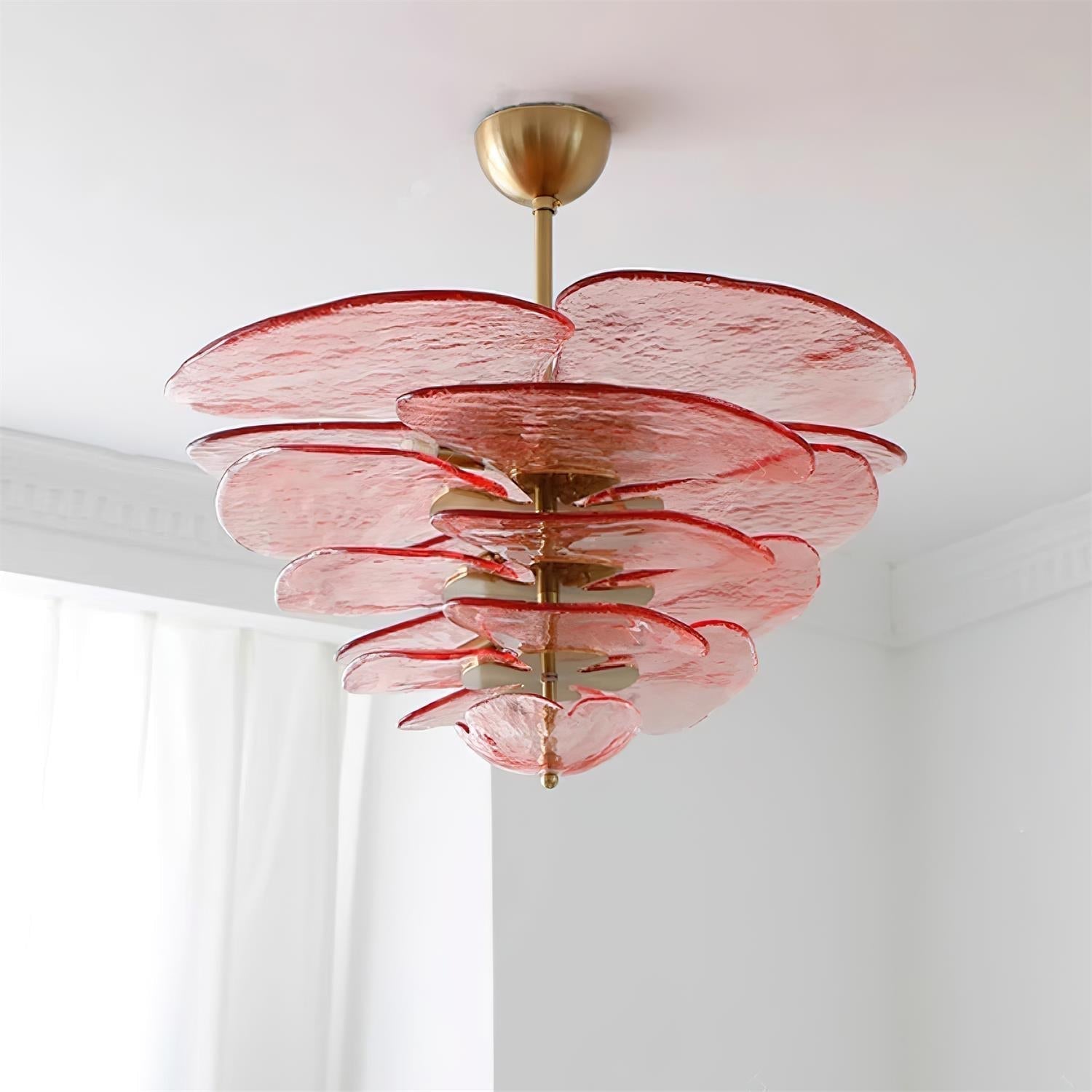 Aurora Lustre Pétale en Verre Murano Doré Luxe