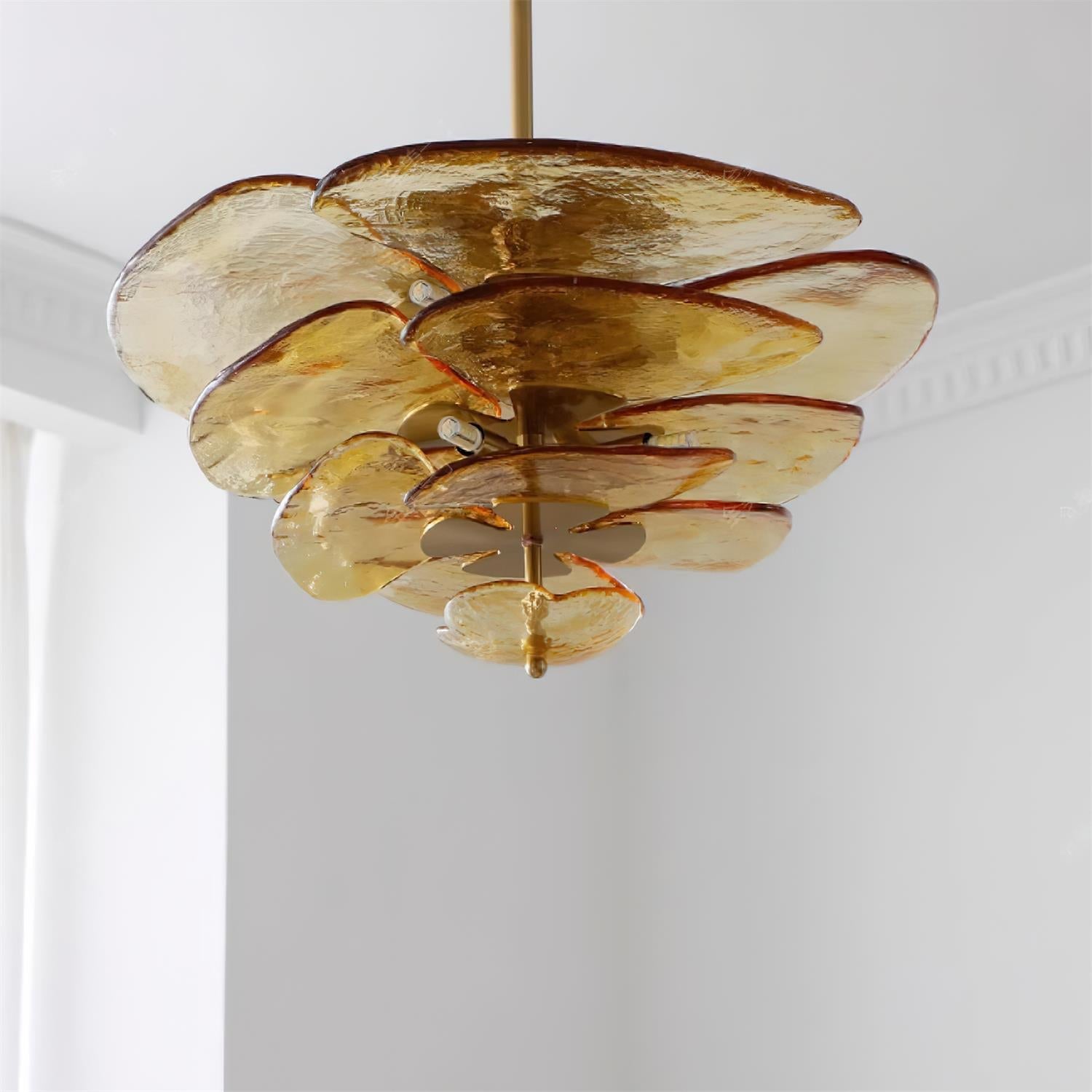 Aurora Lustre Pétale en Verre Murano Doré Luxe