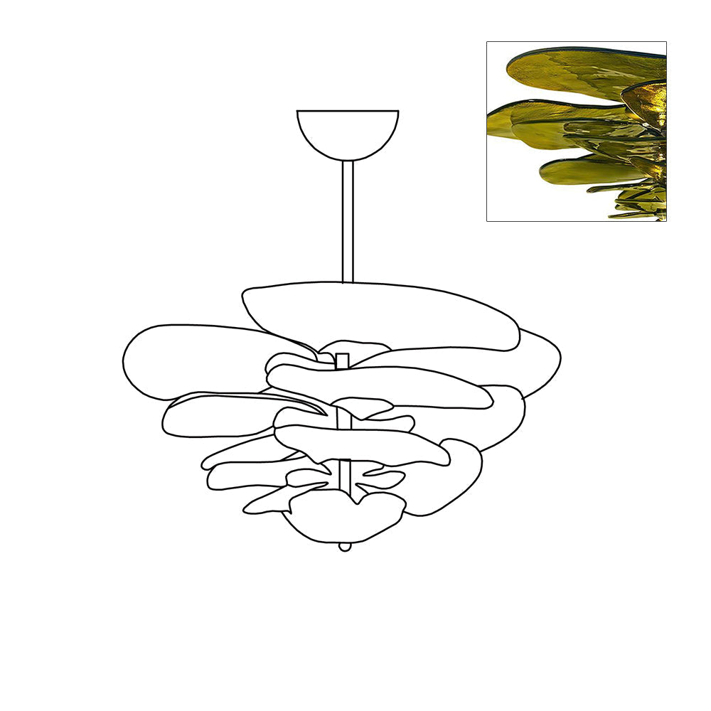 Aurora Lustre Pétale en Verre Murano Doré Luxe