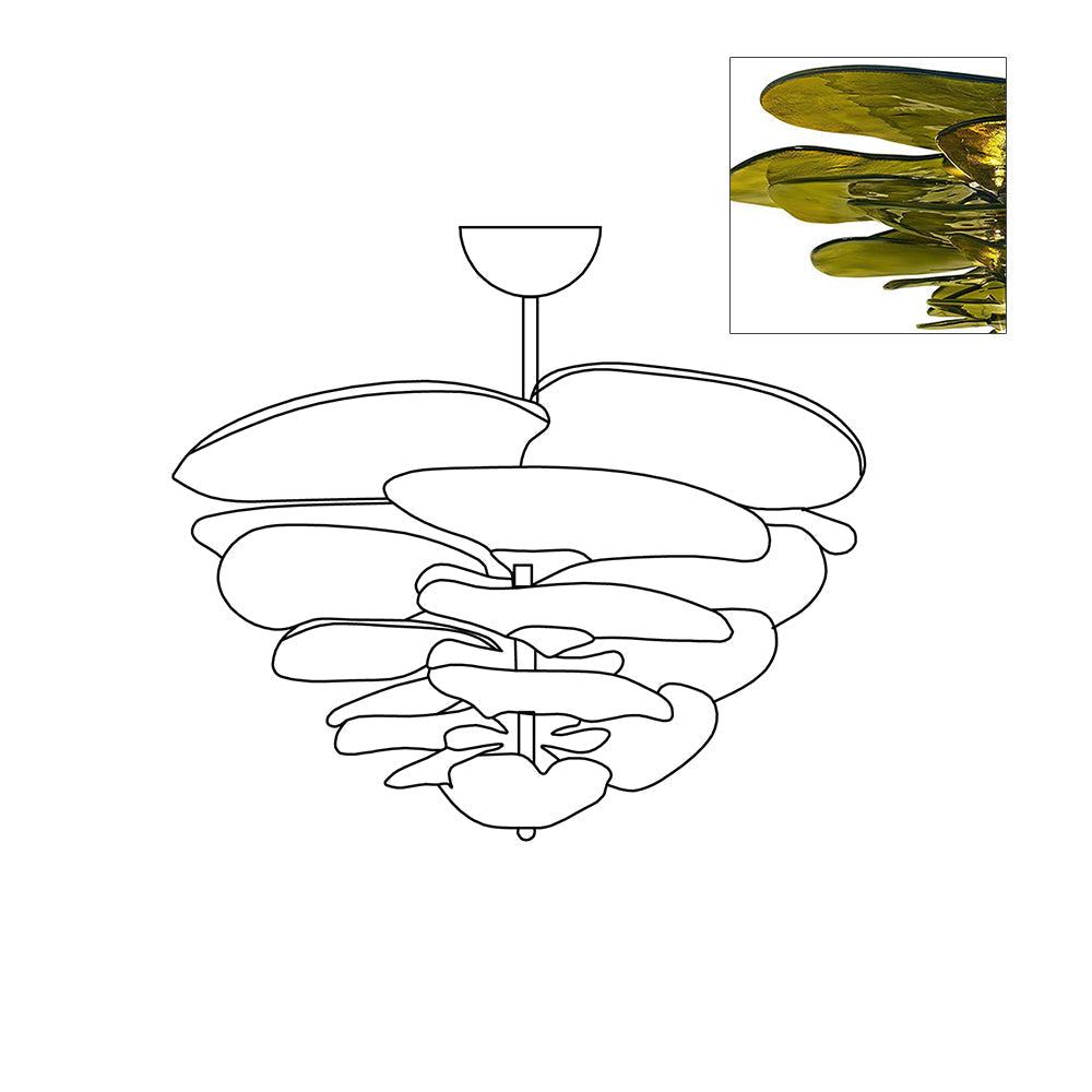 Aurora Lustre Pétale en Verre Murano Doré Luxe