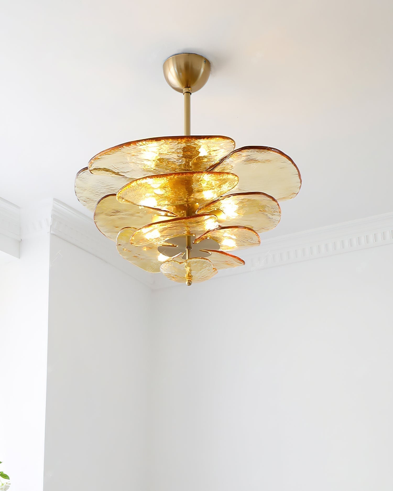 Aurora Lustre Pétale en Verre Murano Doré Luxe