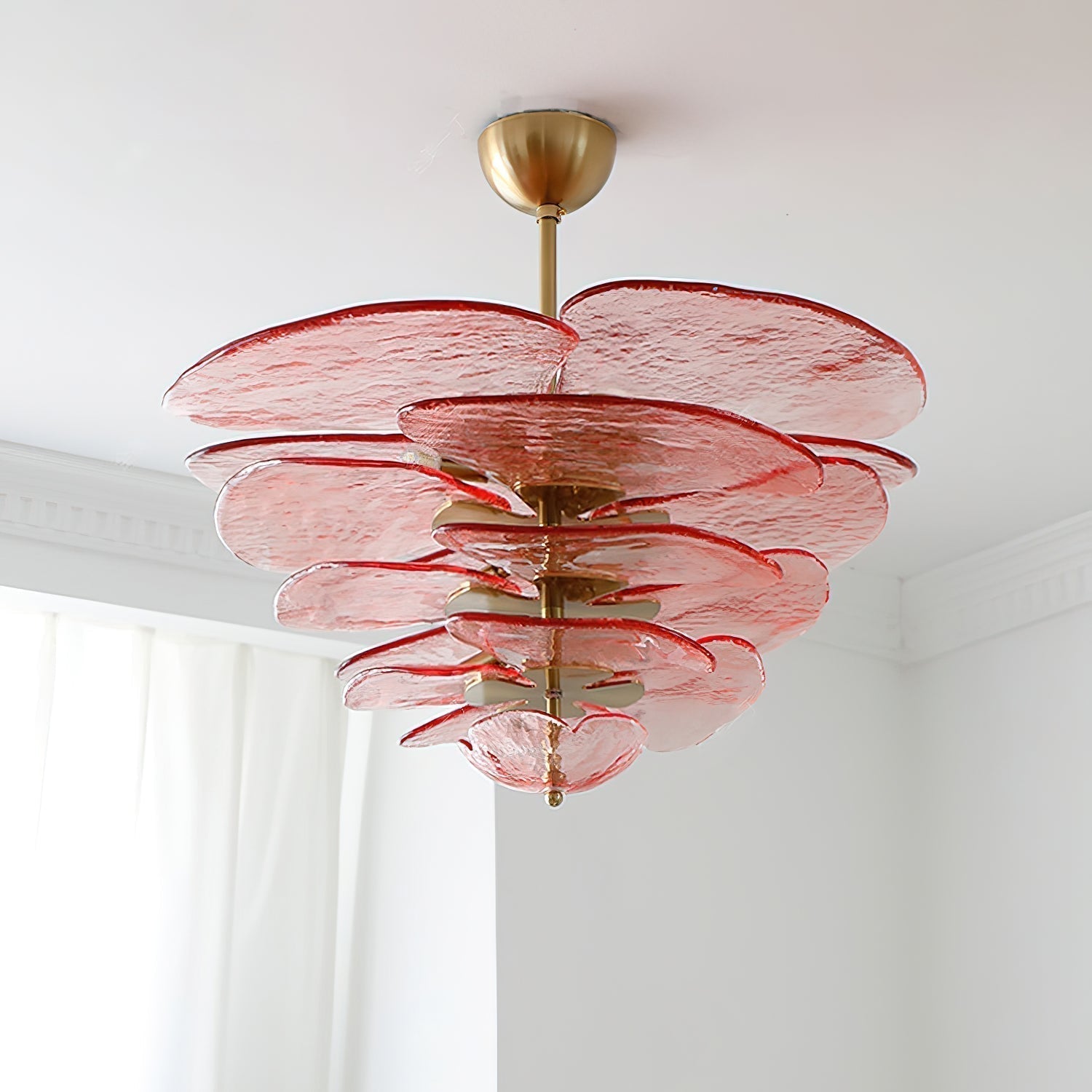 Aurora Lustre Pétale en Verre Murano Doré Luxe
