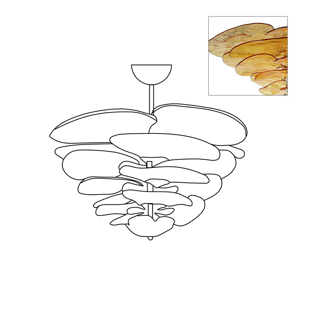 Aurora Lustre Pétale en Verre Murano Doré Luxe