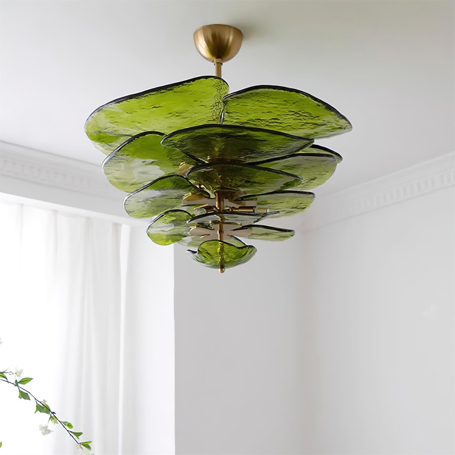 Aurora Lustre Pétale en Verre Murano Doré Luxe