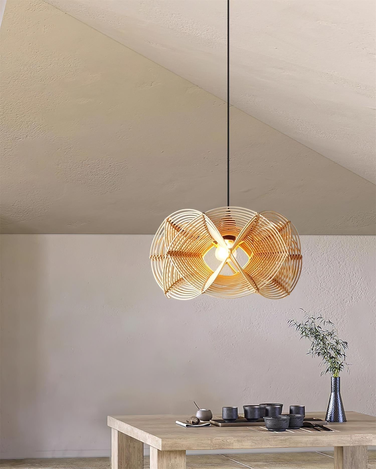 Golven Suspension Rattan Tissé Organique Artistique