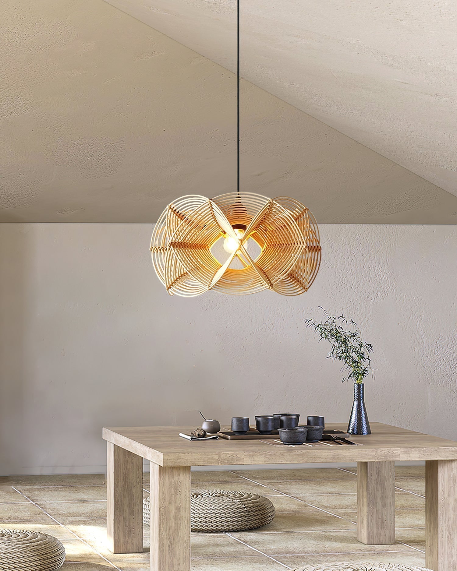 Golven Suspension Rattan Tissé Organique Artistique