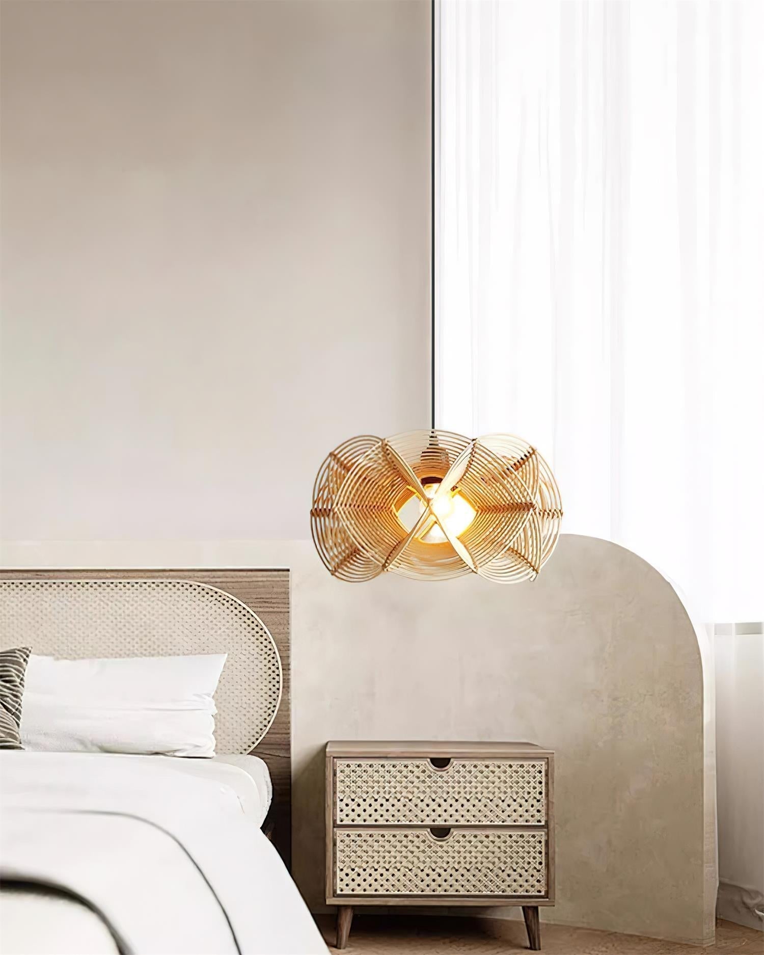 Golven Suspension Rattan Tissé Organique Artistique