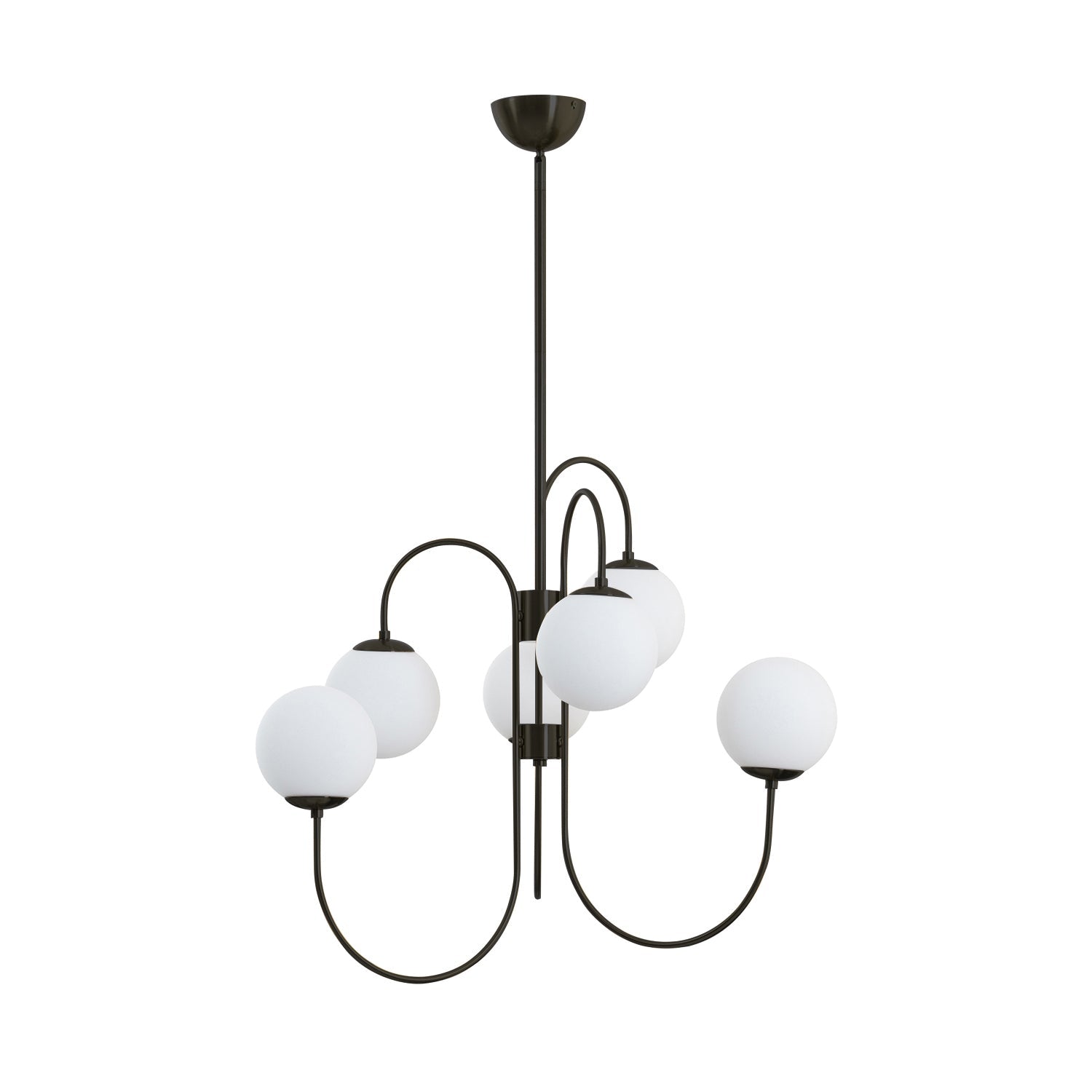 Lustra Lustre en Laiton avec Globe et Bras Courbés