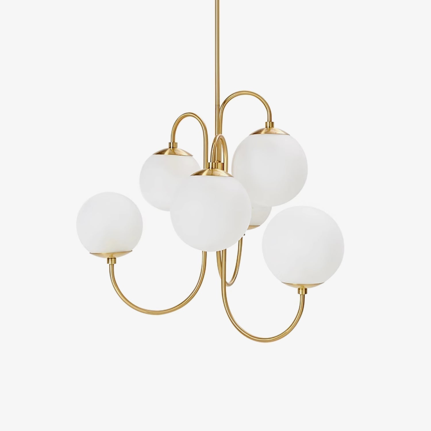 Lustra Lustre en Laiton avec Globe et Bras Courbés