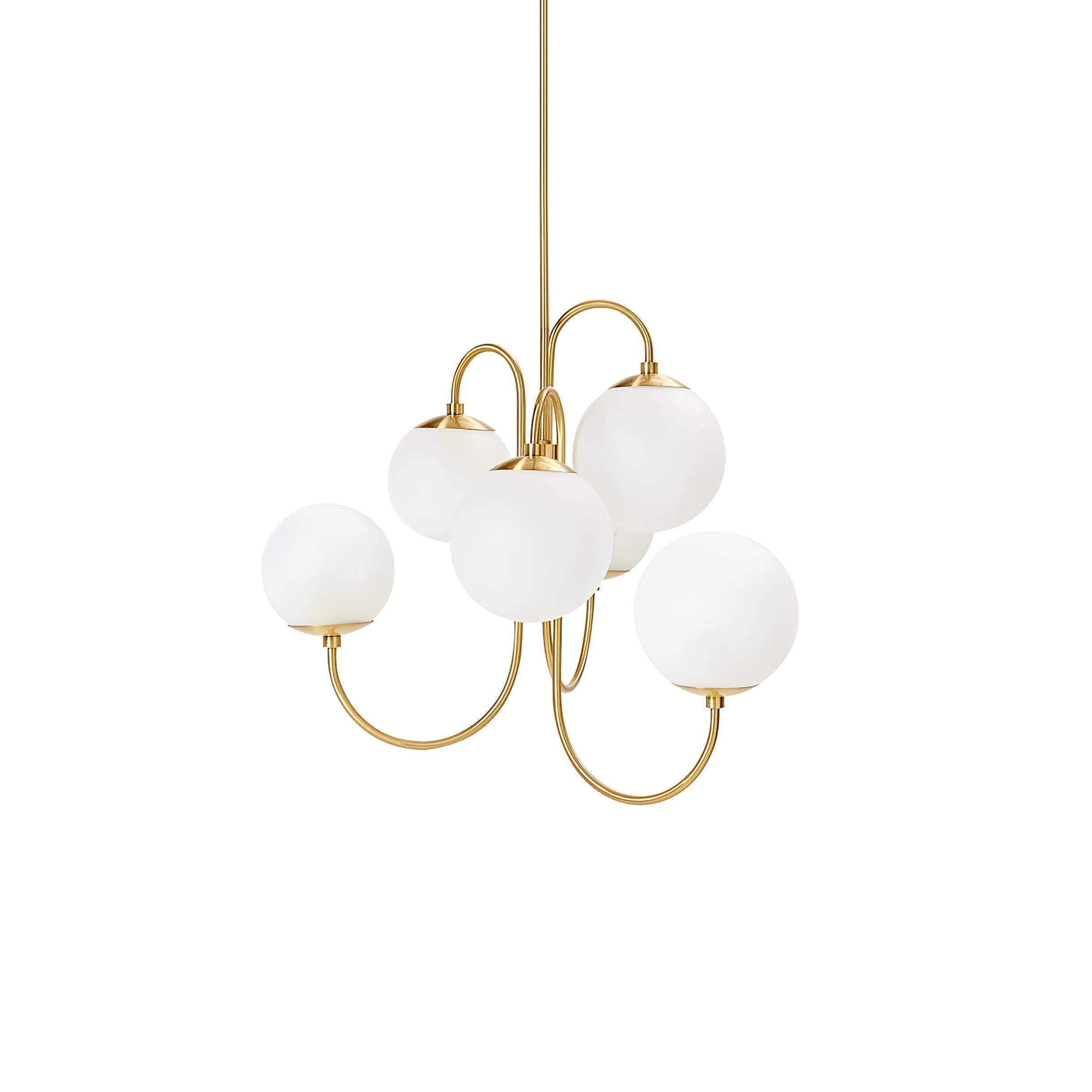 Lustra Lustre en Laiton avec Globe et Bras Courbés