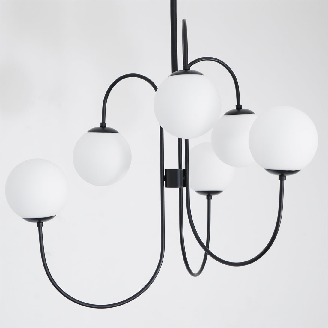 Lustra Lustre en Laiton avec Globe et Bras Courbés
