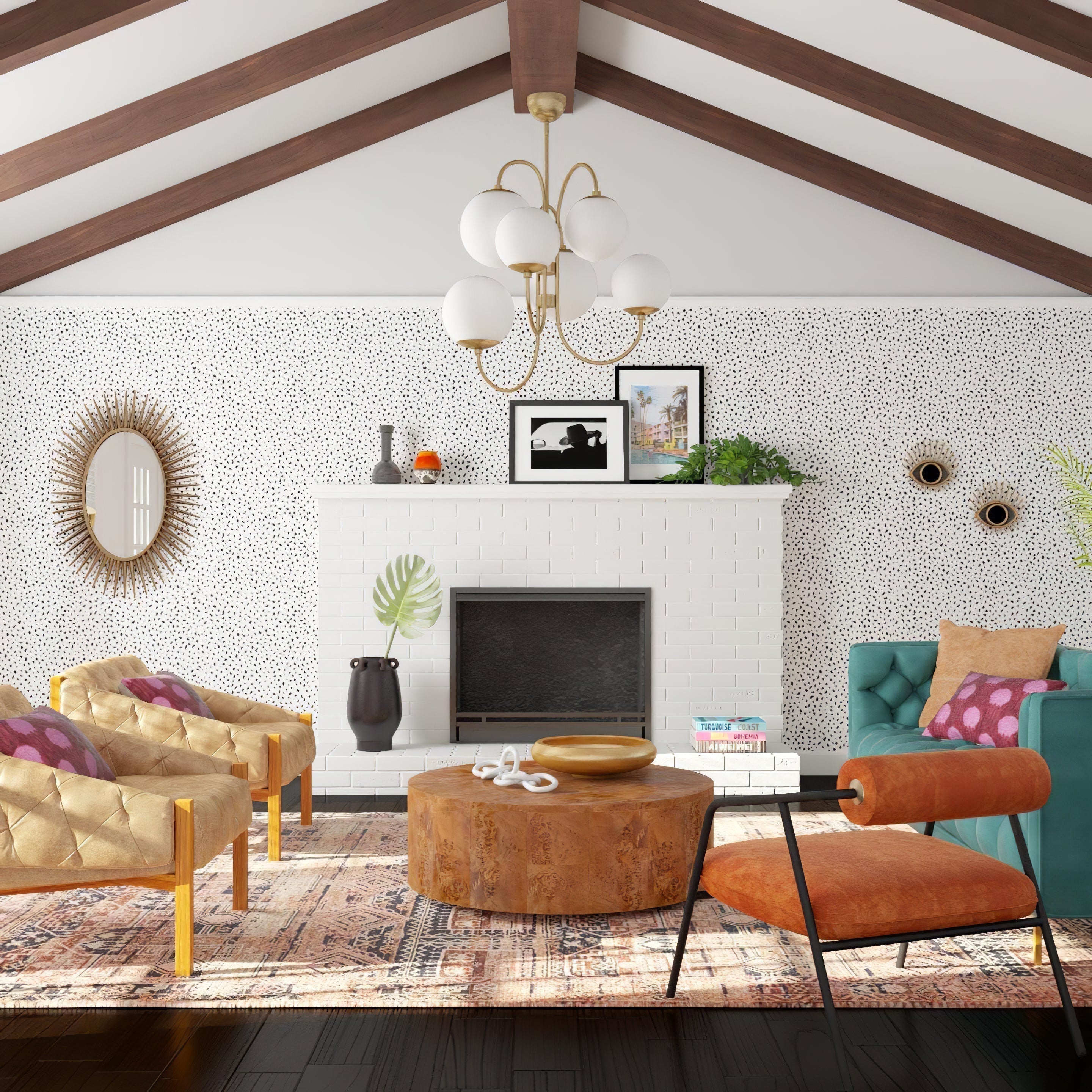 Lustra Lustre en Laiton avec Globe et Bras Courbés
