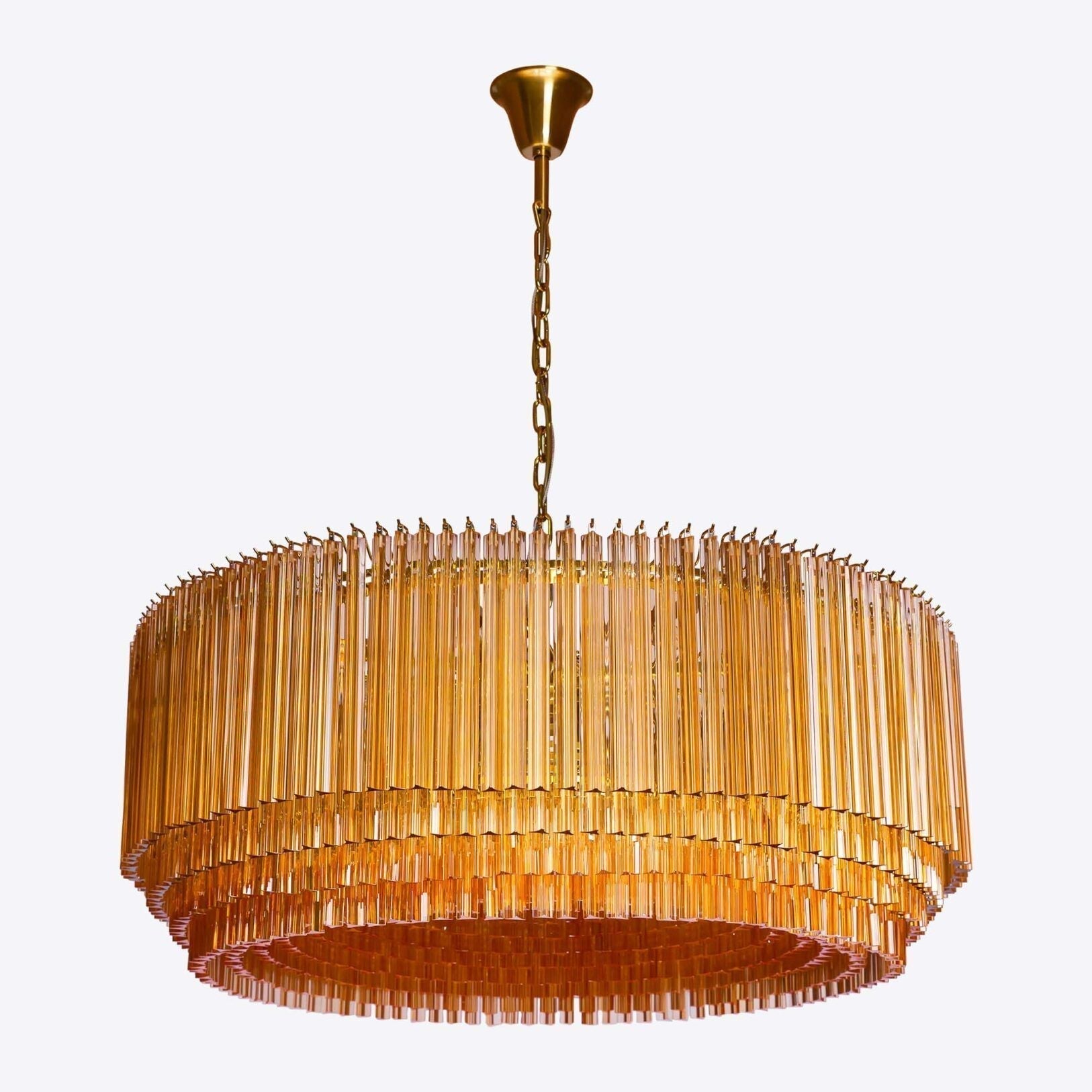 Aurora Lustre en Verre Ambre Tambour
