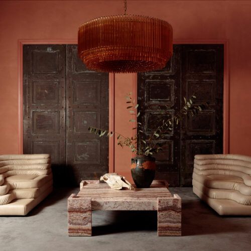 Aurora Lustre en Verre Ambre Tambour