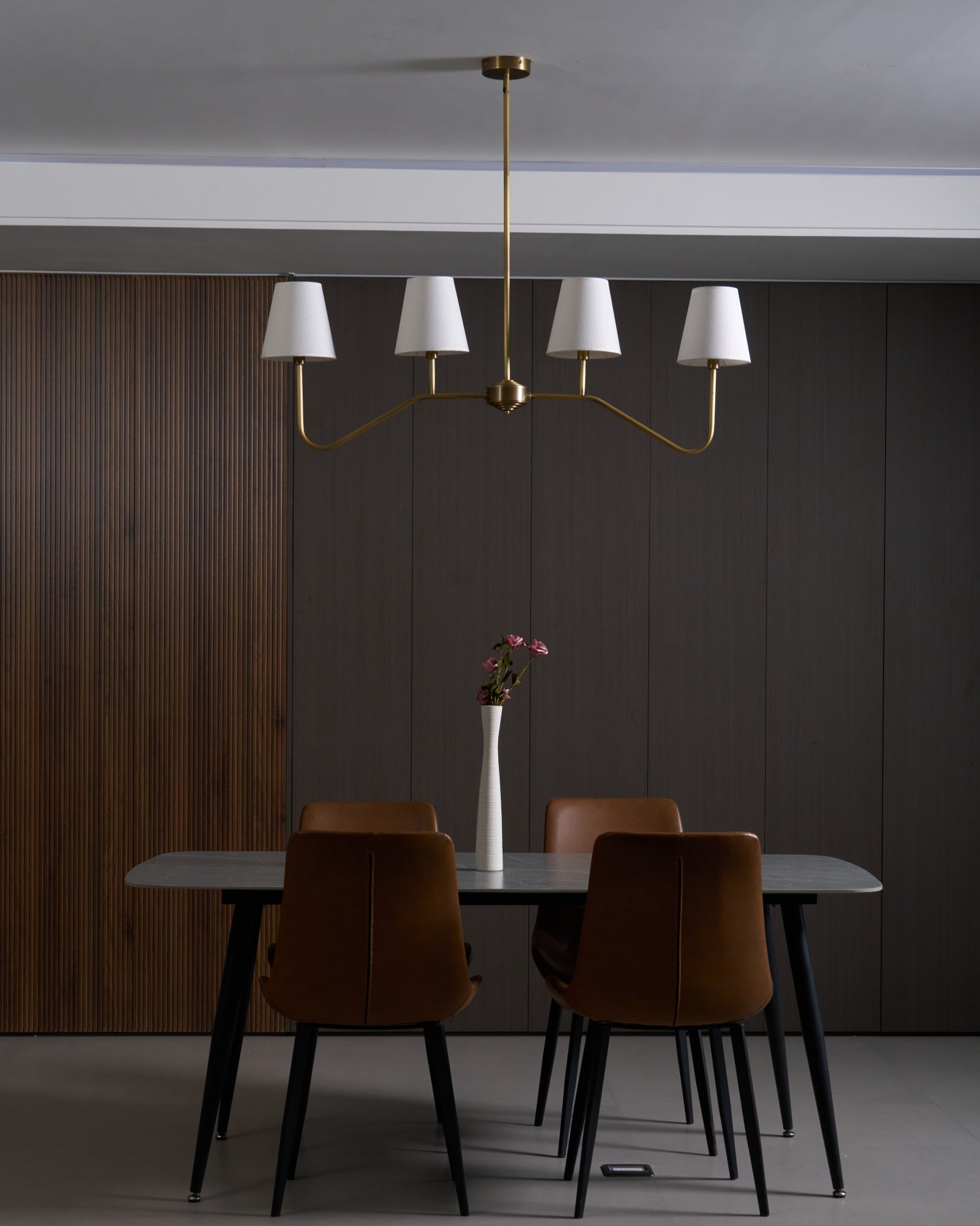 Lustra Lustre Laiton Courbé Beige Linéaire