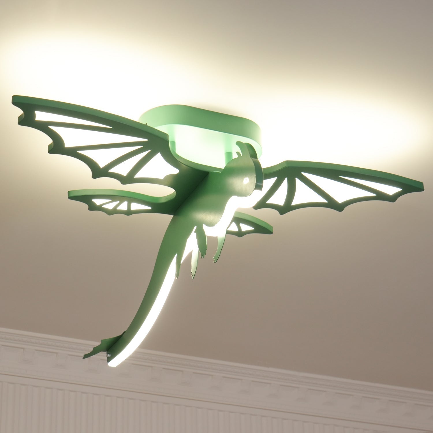 Lustra Plafonnier Dinosaure Vert LED