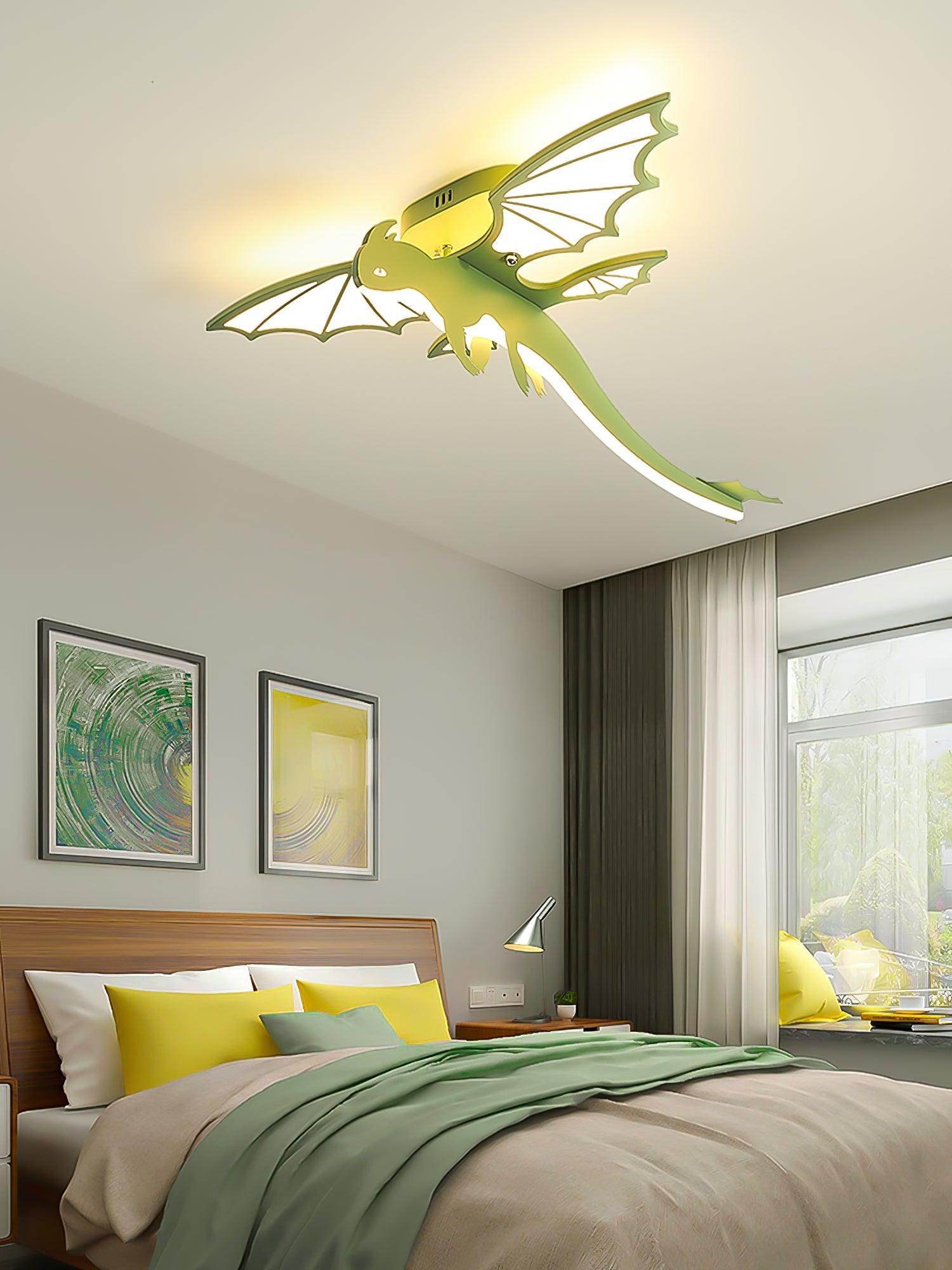 Lustra Plafonnier Dinosaure Vert LED