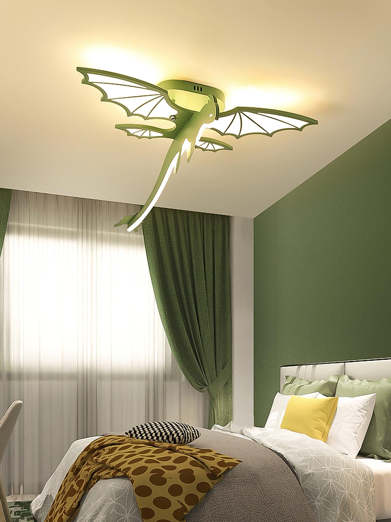 Lustra Plafonnier Dinosaure Vert LED