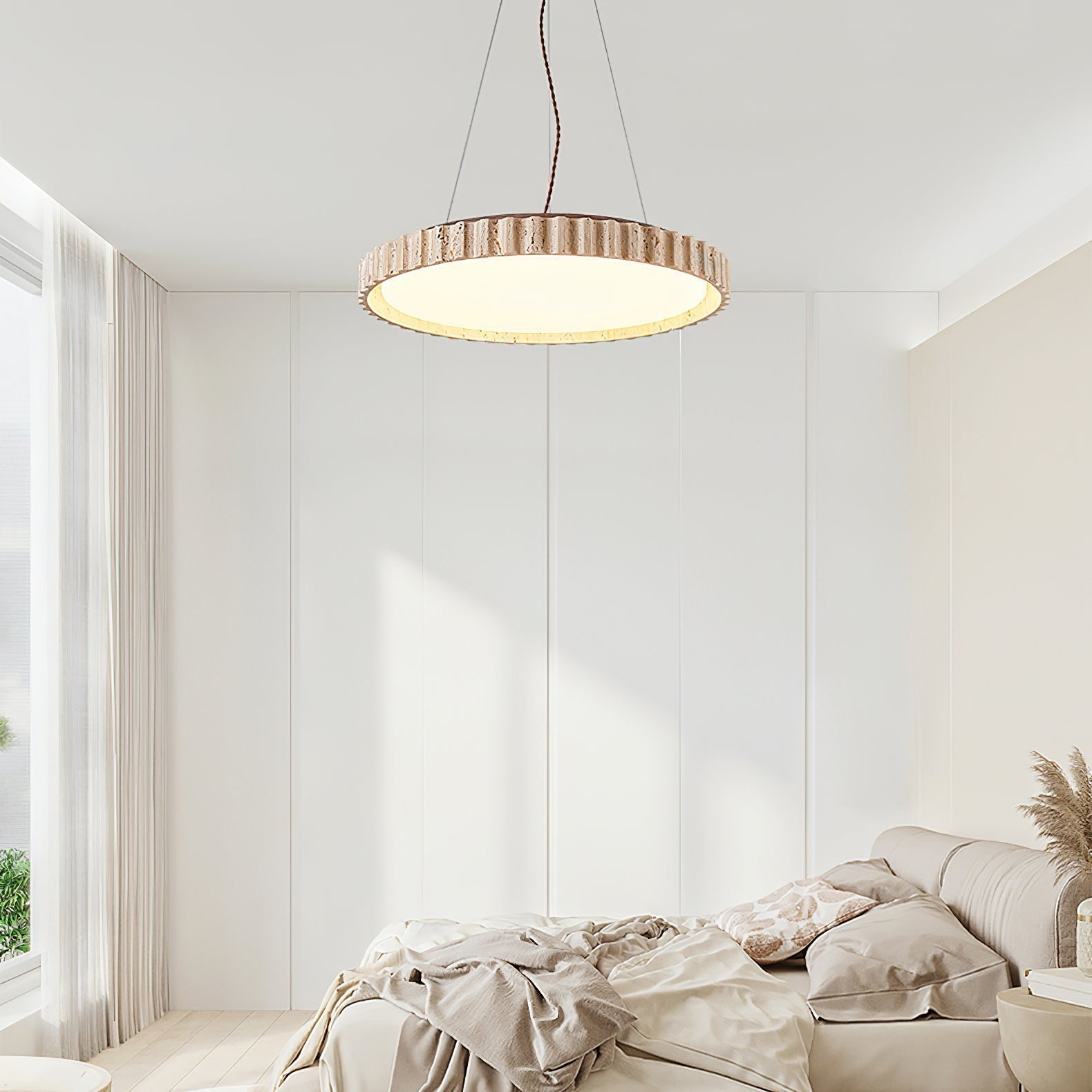 Elvenis Suspension Circulaire en Travertin
