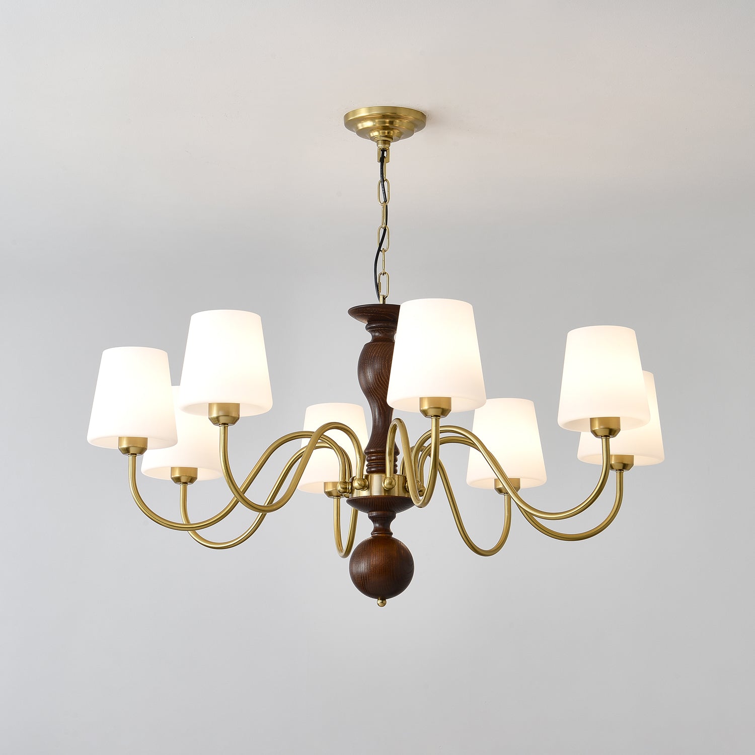 Lustra Lustre Laiton Bois Rustique Vintage