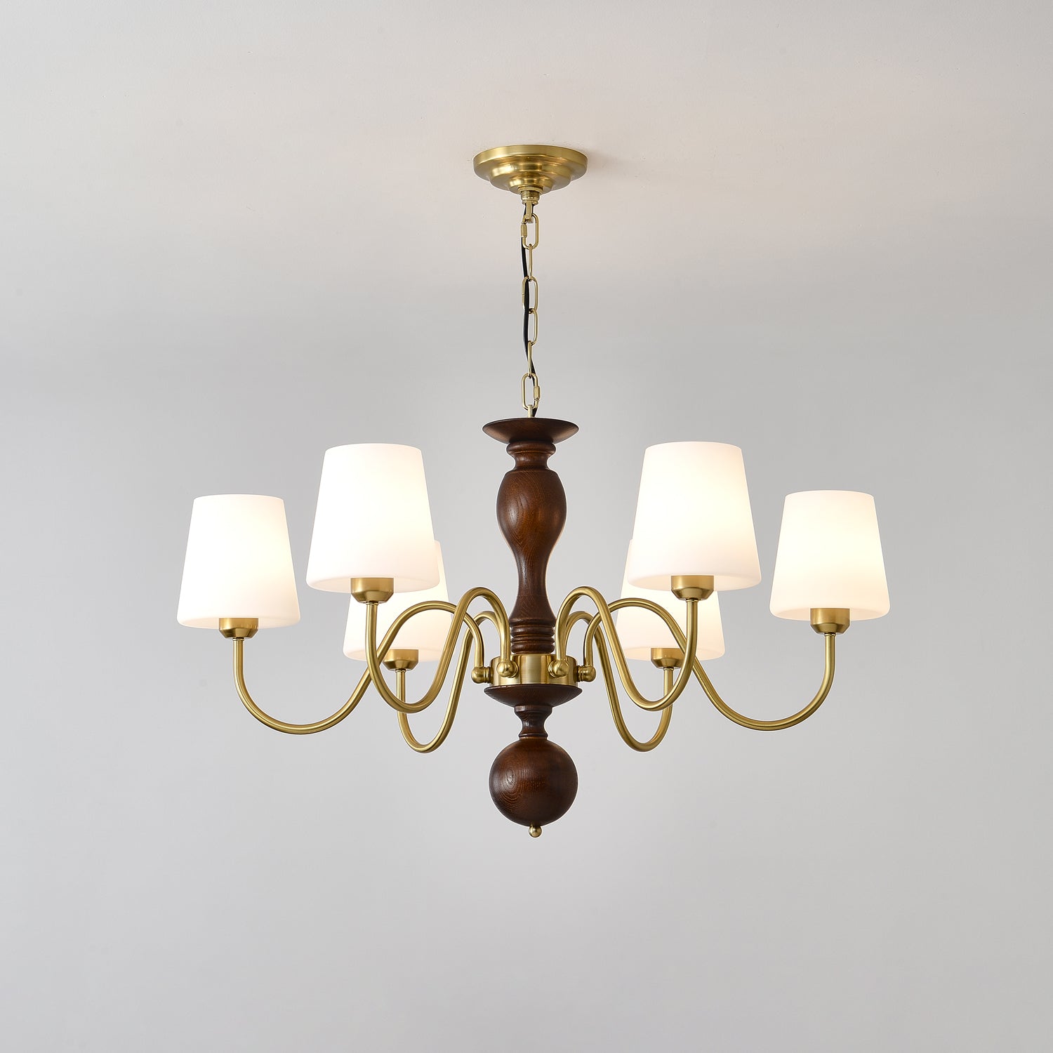 Lustra Lustre Laiton Bois Rustique Vintage