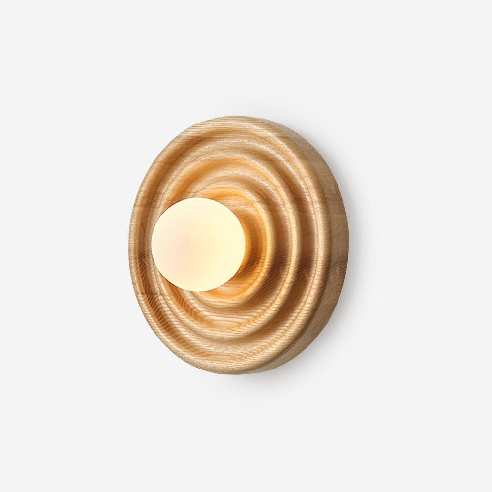 Lumoran Applique murale Ripple avec corps en bois de frêne et abat-jour en verre