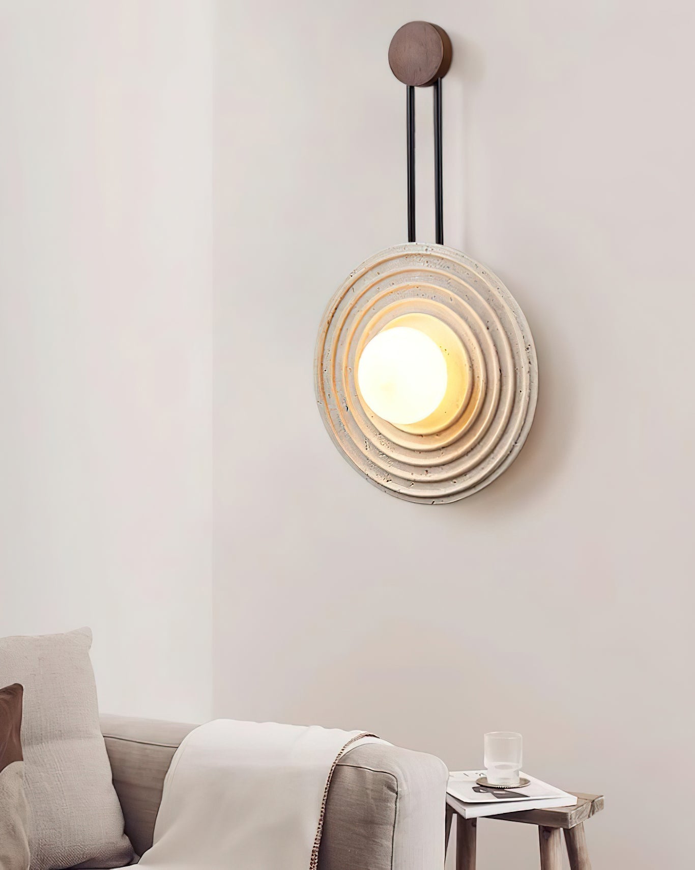 Isoror Applique Murale en Travertin Anneau Spirale