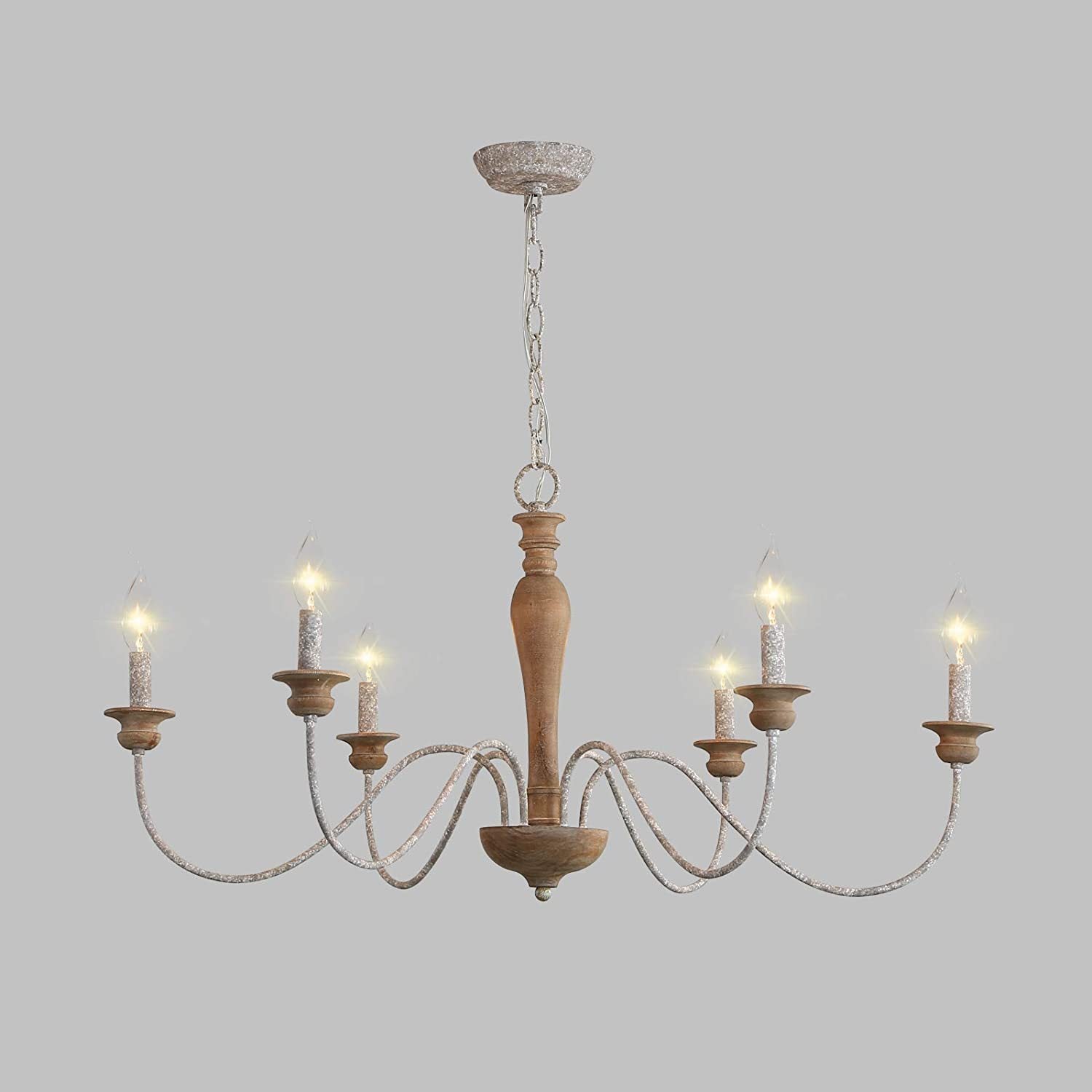 Illoros Lustre Bois Sculpté à la Main Bougie Vintage