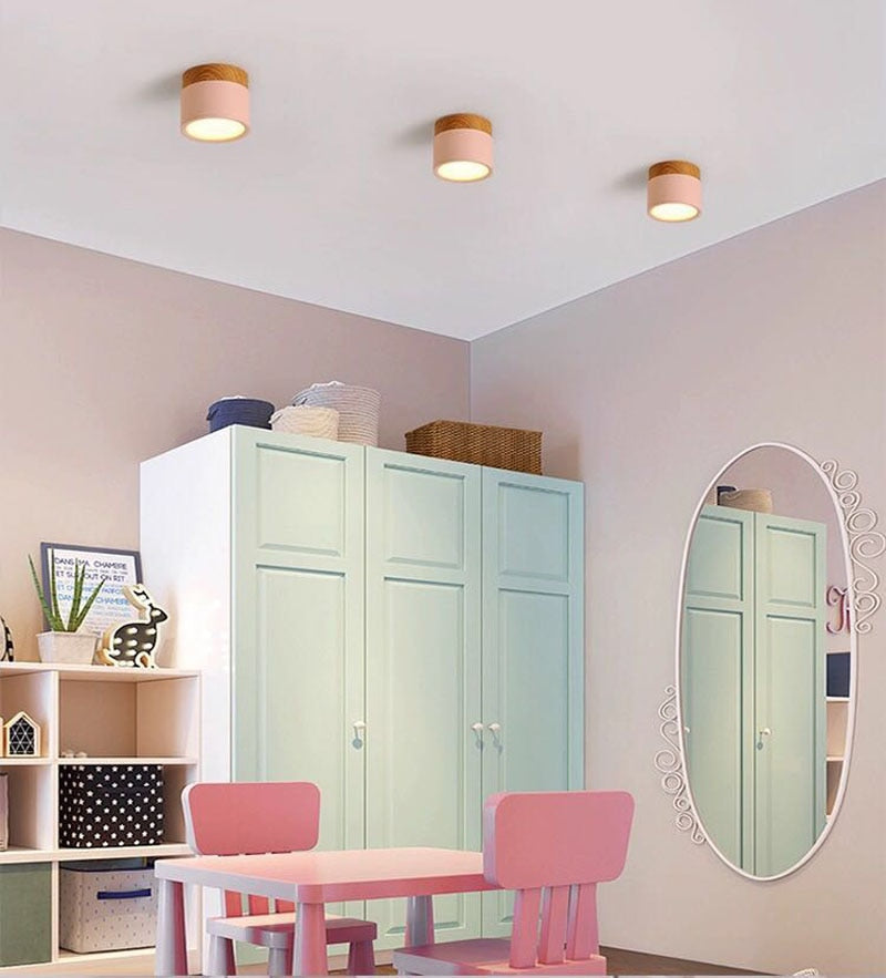 Jojo Petit Plafonnier Led Multicolor Bois Nordique. Couloir
