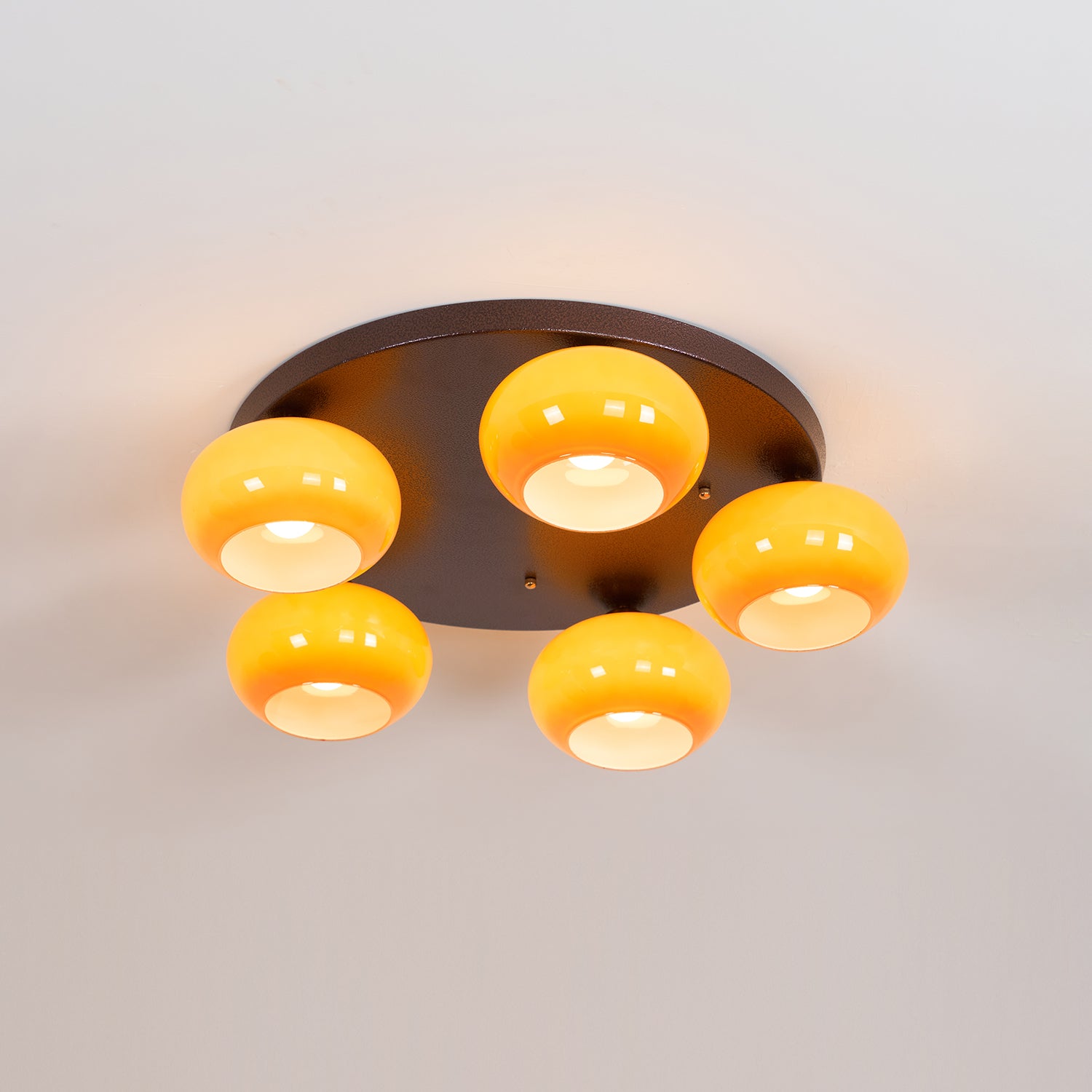 Aurevo Plafonnier 5 Lumières Verre Ambre