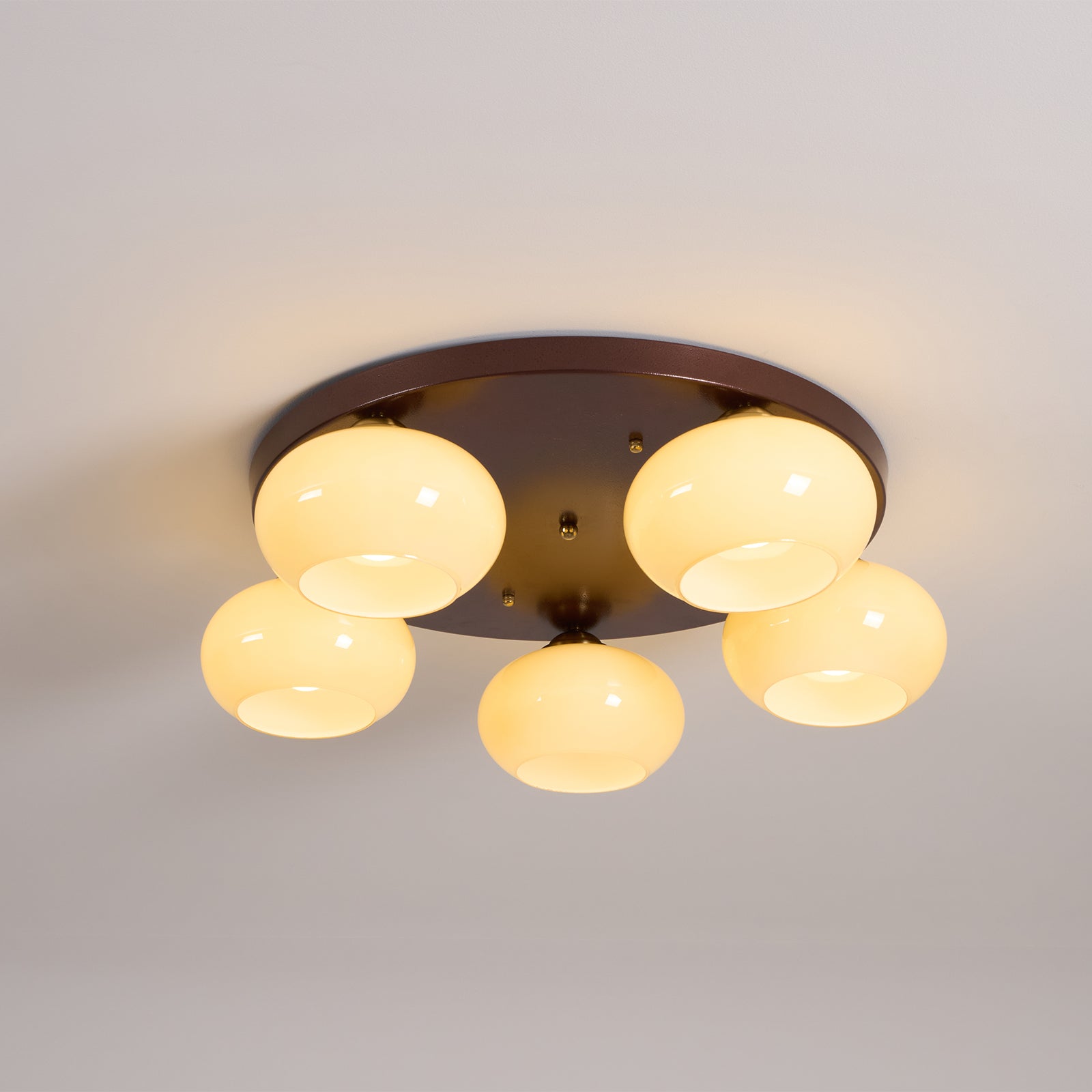 Aurevo Plafonnier 5 Lumières Verre Ambre