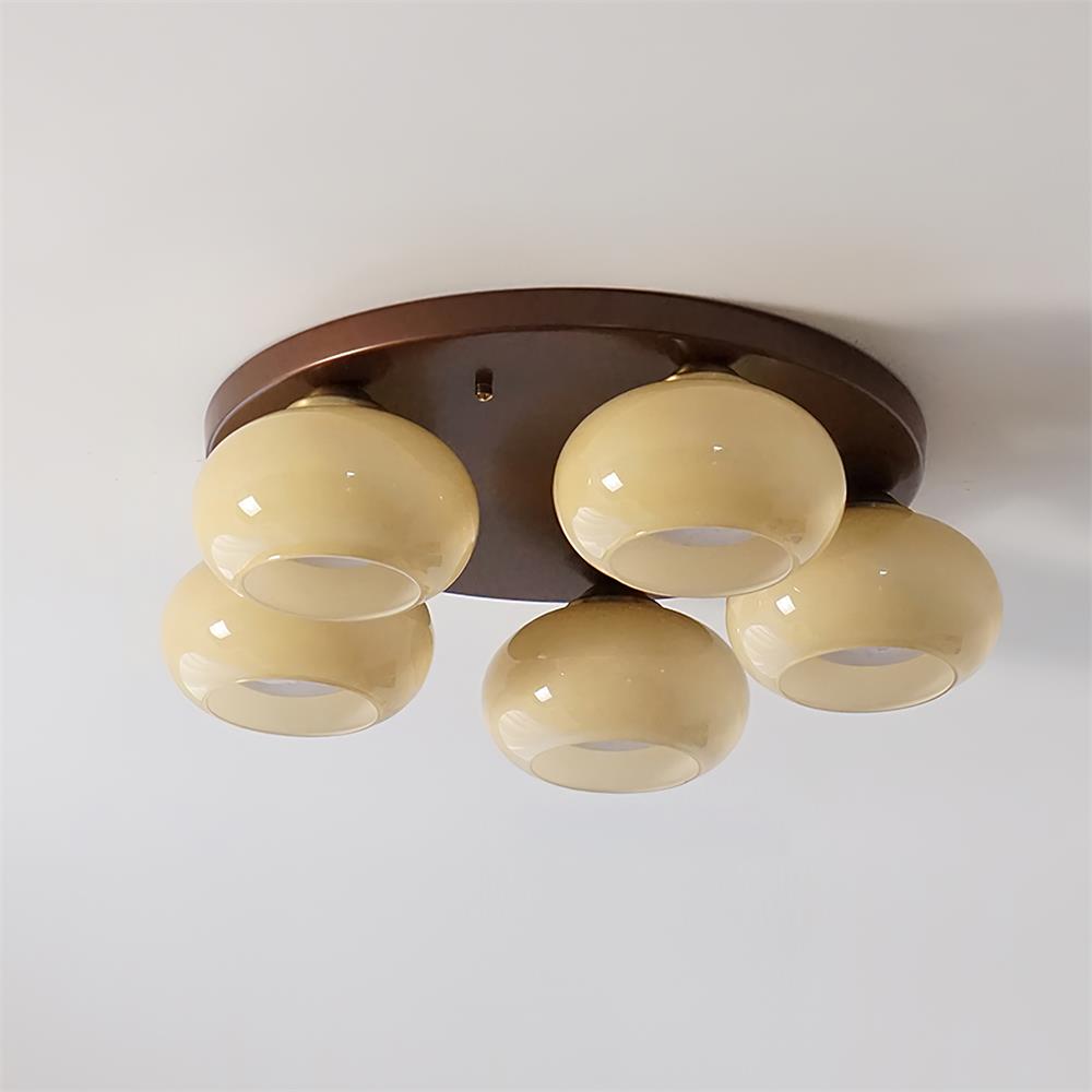 Aurevo Plafonnier 5 Lumières Verre Ambre