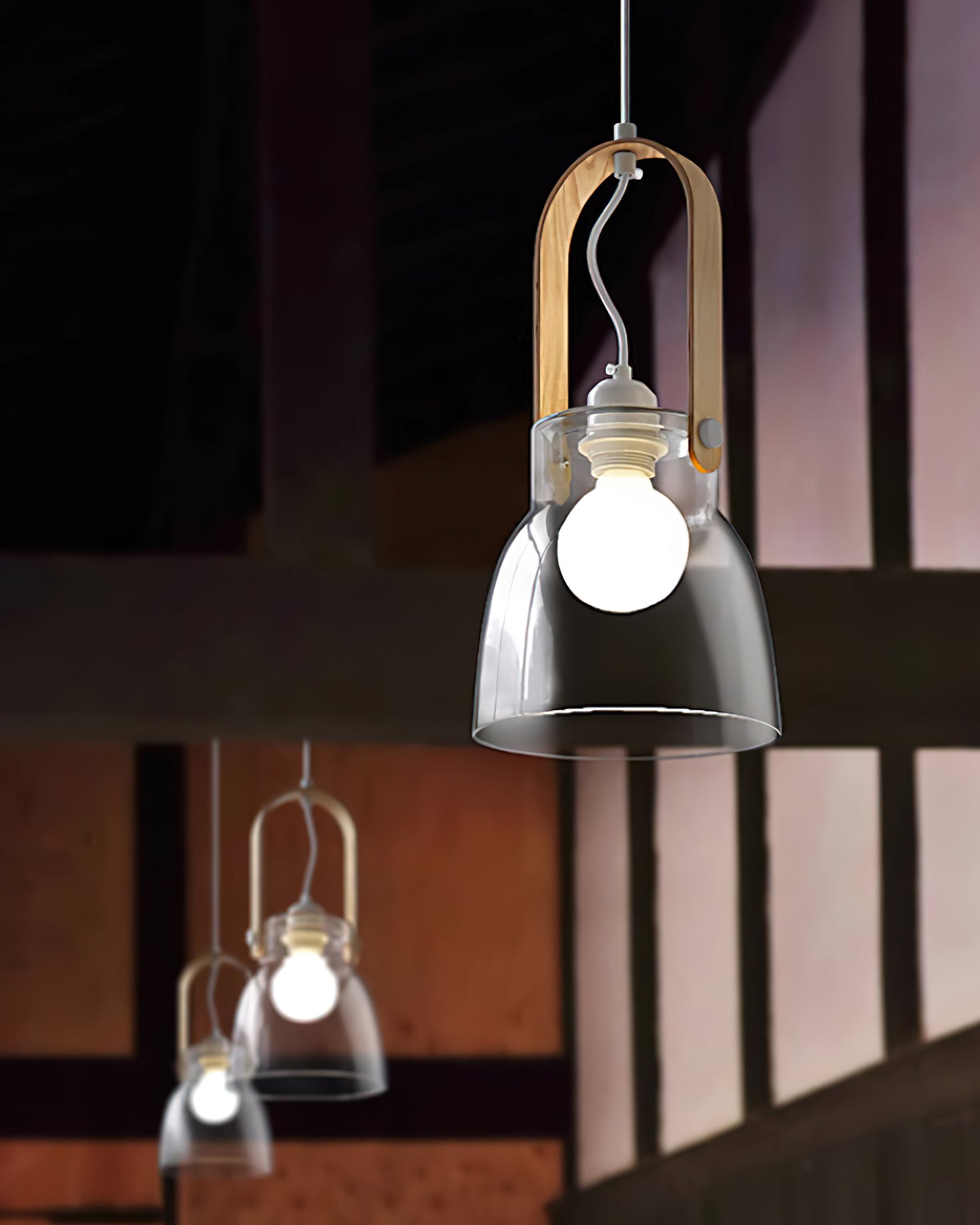 Hailie Suspension Clair Verre Rustique Moderne