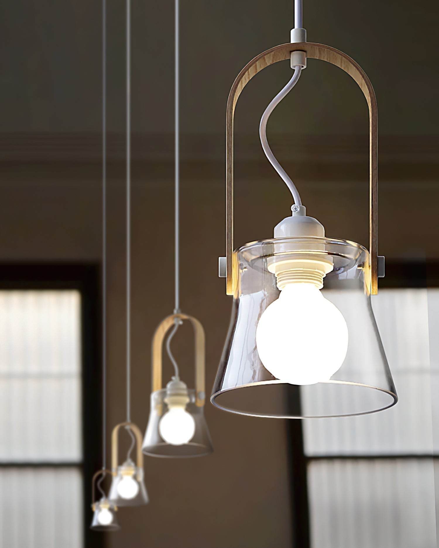 Hailie Suspension Clair Verre Rustique Moderne